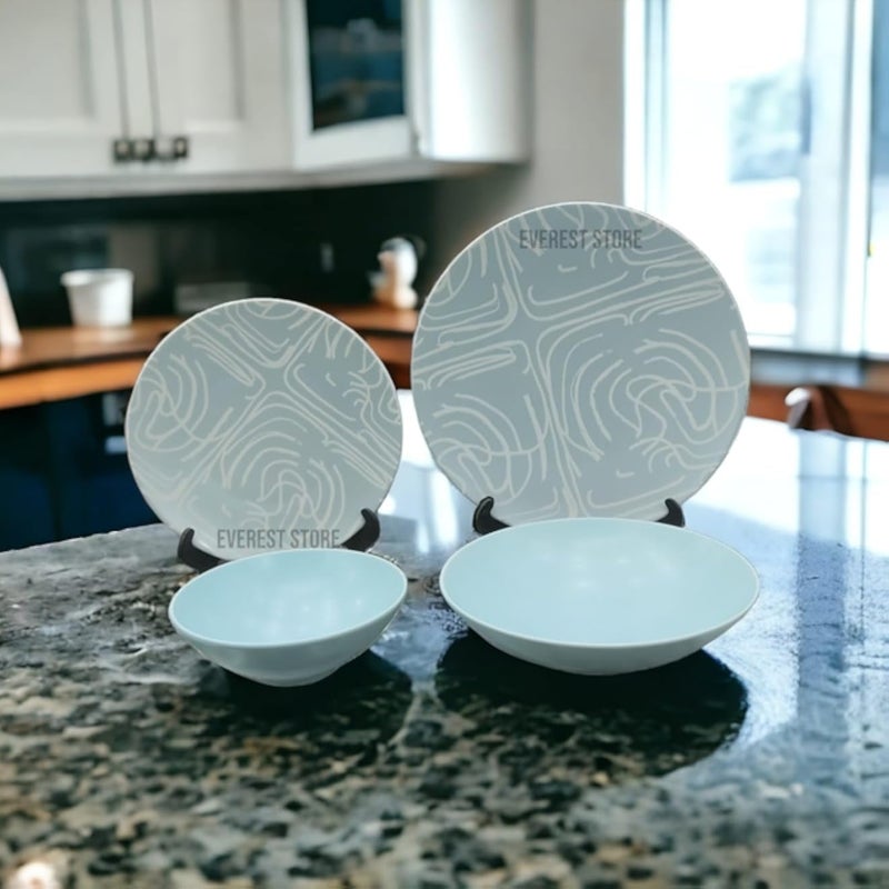 طقم عشاء لوتس، 24 قطعة من البورسلين -